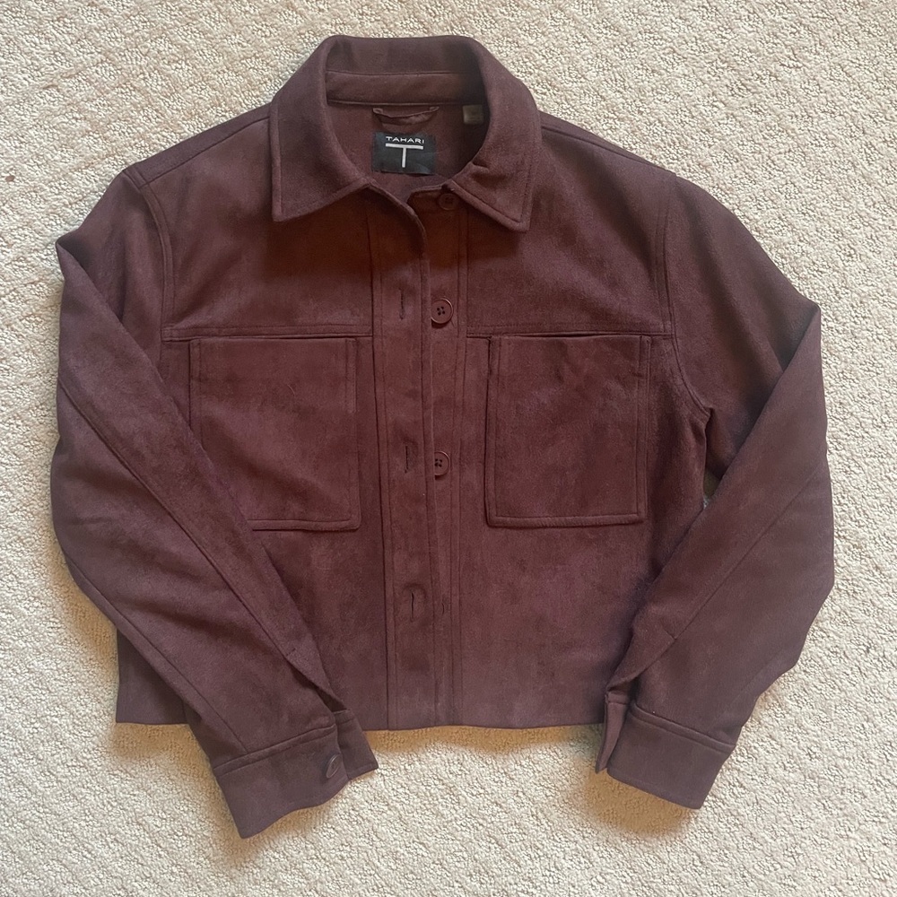 Tahari Women's Burgundy Shirt Jacket